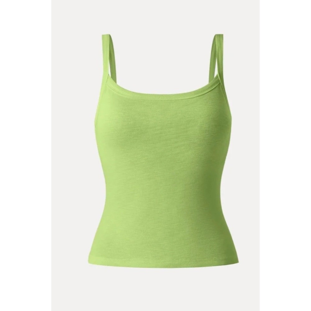 OGL Everyday Cotton Low Back New Airy Bra Tank Ribbed Peridot Green Medium Women